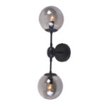 Επιτοίχιο Φωτιστικό 2ΧΕ14 Μεταλλικό Μαύρο + Φιμέ Γυαλί ACA DECOR    – OD807002W