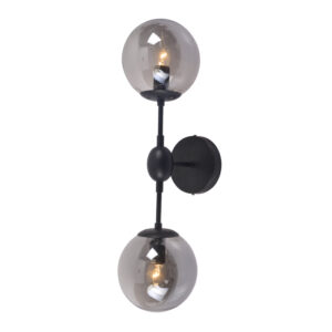 Επιτοίχιο Φωτιστικό 2ΧΕ14 Μεταλλικό Μαύρο + Φιμέ Γυαλί ACA DECOR    – OD807002W