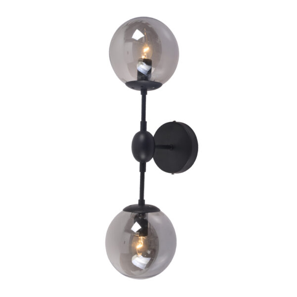 Επιτοίχιο Φωτιστικό 2ΧΕ14 Μεταλλικό Μαύρο + Φιμέ Γυαλί ACA DECOR    – OD807002W