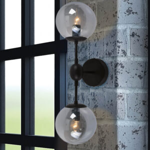 Επιτοίχιο Φωτιστικό 2ΧΕ14 Μεταλλικό Μαύρο + Φιμέ Γυαλί ACA DECOR    – OD807002W
