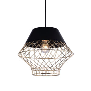 Κρεμαστό Φωτιστικό 1ΧΕ27 Μεταλλικό Μαύρο+ΟΡΕΙΧΑΛΚΟ Φ350 ACA DECOR   – OD8070BK