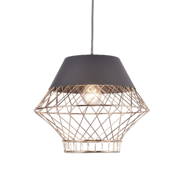 Κρεμαστό Φωτιστικό 1ΧΕ27 Μεταλλικό ΓΚΡΙ+ΟΡΕΙΧΑΛΚΟ Φ350 ACA DECOR   – OD8070GY