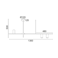 ACA DECOR   φωτιστικό οροφής 3xGU10 130x53cm σε μαύρο χρώμα – OD843C130B
