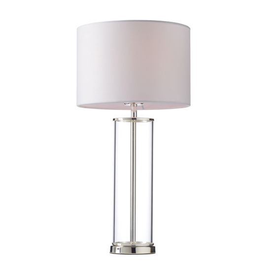 ACA DECOR   – Επιτραπέζιο Φωτιστικό1ΧΕ27 Γυαλί + Αμπαζούρ + Ασημί Μέταλλο Φ25ΧΗ48cm