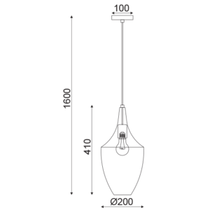 ACA DECOR   – Κρεμαστό Φωτιστικό 1ΧΕ27 Μεταλλικό Γυαλιστό Ορείχαλκος Φ20ΧΗ41Χ160cm