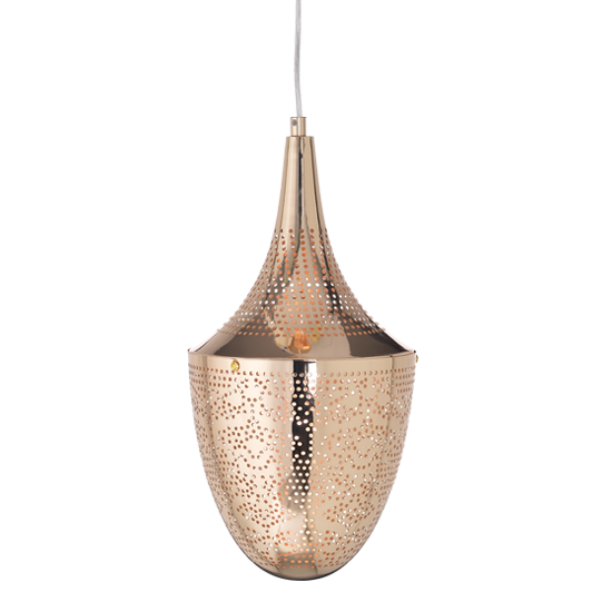 ACA DECOR   – Κρεμαστό Φωτιστικό 1ΧΕ27 Μεταλλικό Γυαλιστό Ορείχαλκο Φ23ΧΗ43Χ160C