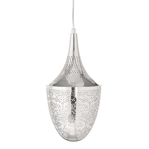 ACA DECOR   – Κρεμαστό Φωτιστικό 1ΧΕ27 Μεταλλικό Χρώμιο Φ23ΧΗ43Χ160cm