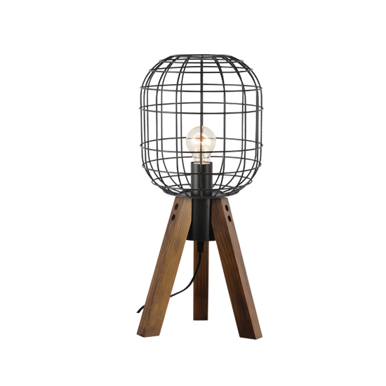 Επιτραπέζιο Φωτιστικό1ΧΕ27 Μεταλλικό Μαύρο + Ξύλο Φ25ΧΗ51,5cm ACA DECOR  – OD90981T