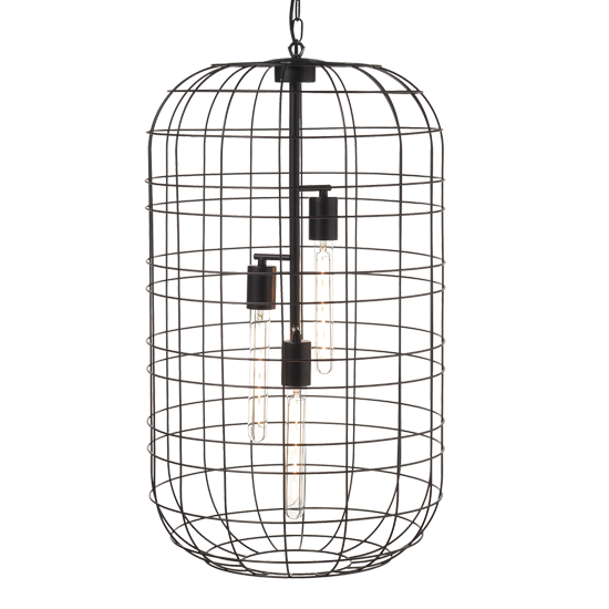 ACA DECOR   – Κρεμαστό Φωτιστικό 3ΧΕ27 Μεταλλικό Μαύρο Φ43ΧΗ120cm