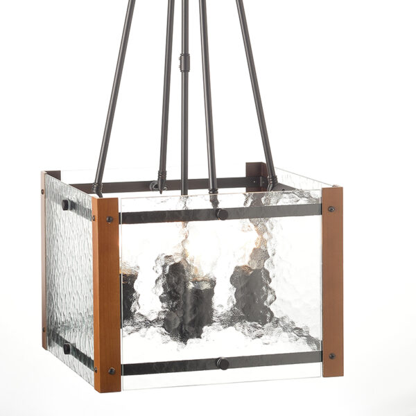 ACA DECOR   – Κρεμαστό Φωτιστικό 4ΧΕ27 Μέταλλο + Γυαλί+Ξύλο 33Χ33ΧΗ75cm