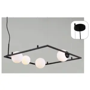 ΚΡΕΜΑΣΤΟ ΦΩΤΙΣΤΙΚΟ 4xG9 QUADRO ΜΑΥΡΟ ΜΕΤ/ΚΟ +ΛΕΥΚΟ ΓΥΑΛΙ 58Χ58Χ120CM ACA – OD91584PB