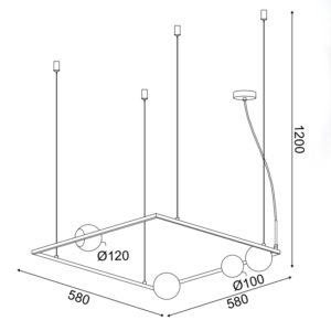 ΚΡΕΜΑΣΤΟ ΦΩΤΙΣΤΙΚΟ 4xG9 QUADRO ΜΑΥΡΟ ΜΕΤ/ΚΟ +ΛΕΥΚΟ ΓΥΑΛΙ 58Χ58Χ120CM ACA – OD91584PB