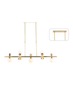 ΚΡΕΜΑΣΤΟ ΦΩΤΙΣΤΙΚΟ 5xG9+5xGU10 KIMOLOS ΧΡΥΣΟ ΜΕΤ/ΚΟ + ΛΕΥΚΟ ΓΥΑΛΙ 120Χ26Χ120CM ACA – OD94205PG