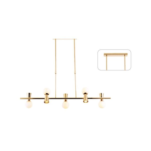 ΚΡΕΜΑΣΤΟ ΦΩΤΙΣΤΙΚΟ 5xG9+5xGU10 KIMOLOS ΧΡΥΣΟ ΜΕΤ/ΚΟ + ΛΕΥΚΟ ΓΥΑΛΙ 120Χ26Χ120CM ACA – OD94205PG