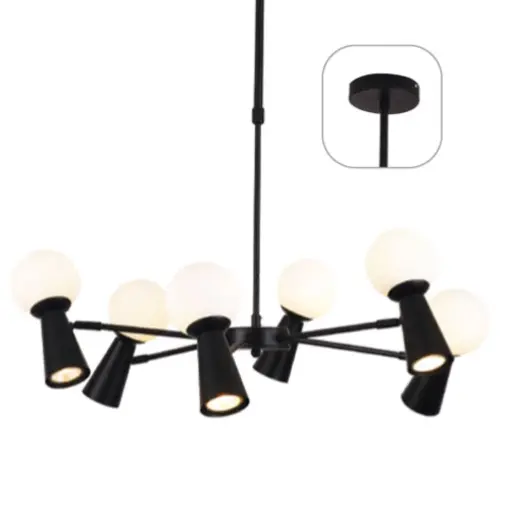 ΚΡΕΜΑΣΤΟ ΦΩΤΙΣΤΙΚΟ 6xG9+6xGU10 KIMOLOS ΜΑΥΡΟ ΜΕΤ/ΚΟ + ΛΕΥΚΟ ΓΥΑΛΙ Φ72Χ120CM ACA – OD94206PB