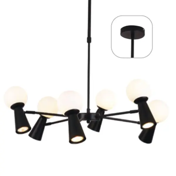 ΚΡΕΜΑΣΤΟ ΦΩΤΙΣΤΙΚΟ 6xG9+6xGU10 KIMOLOS ΜΑΥΡΟ ΜΕΤ/ΚΟ + ΛΕΥΚΟ ΓΥΑΛΙ Φ72Χ120CM ACA – OD94206PB