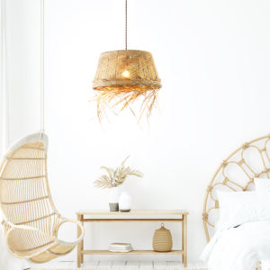 Κρεμαστό Φωτιστικό 1xE27 ANDROS GRASS RATTAN Φ40 ACA – OD94891PG