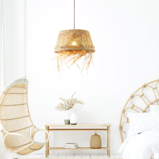 Κρεμαστό Φωτιστικό 1xE27 ANDROS GRASS RATTAN Φ40 ACA – OD94891PG