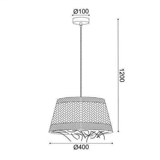 Κρεμαστό Φωτιστικό 1xE27 ANDROS GRASS RATTAN Φ40 ACA – OD94891PG