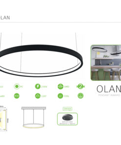 Κρεμαστό Γραμμικό Φωτιστικό OLAN σε Σχήμα Κύκλου και Αμμώδες Μαύρο Χρώμα  ACA