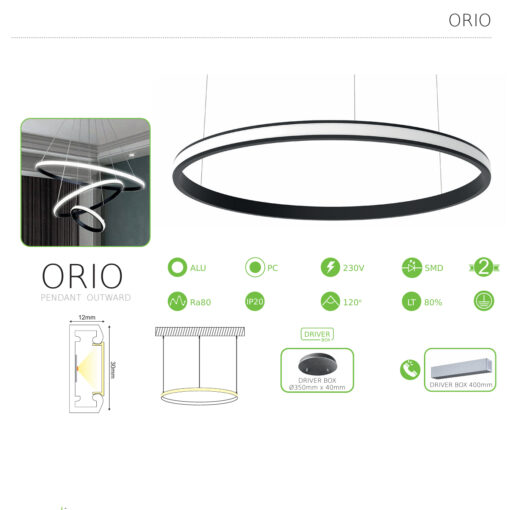 Κρεμαστό Γραμμικό Φωτιστικό ORIO σε Σχήμα Κύκλου με Οπάλ Κάλυμα ACA