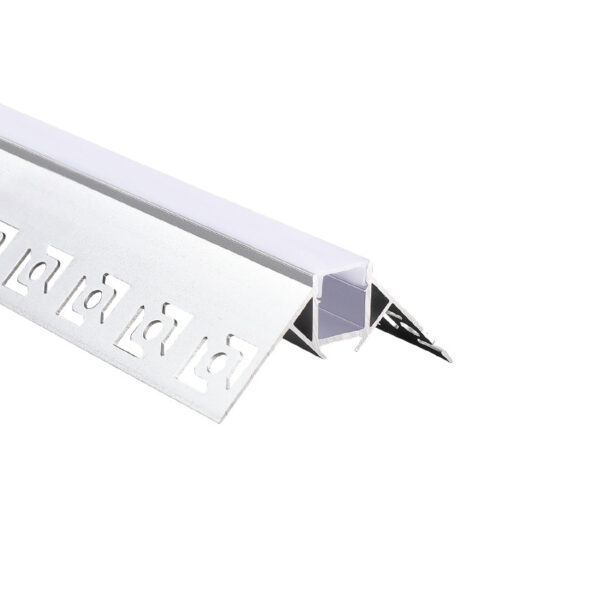 Προφίλ Αλουμινίου Γυψοσανίδας Χωνευτό Isla για LED Ταινίες για Εξωτερική Γωνία με Οπάλ Κάλυμμα – P122U