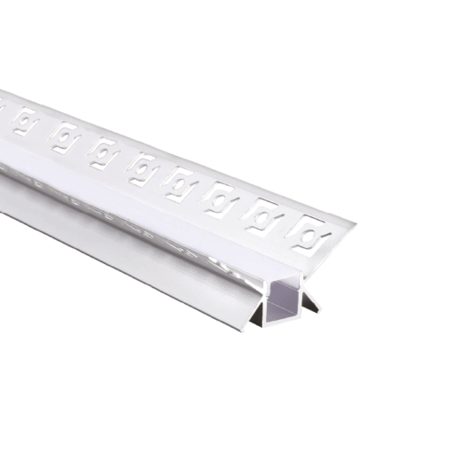 Προφίλ Αλουμινίου Γυψοσανίδας Χωνευτό Margo για LED Ταινίες για Εσωτερική Γωνία με Οπάλ Κάλυμμα 2m – P123U