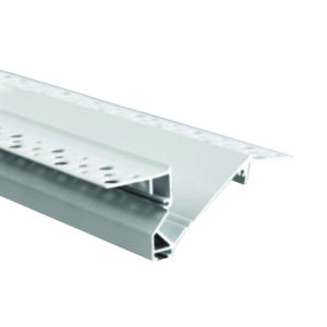 Προφίλ Αλουμινίου Λευκό Χωνευτό Γυψοσανίδας Πλάγιου Φωτισμού για LED Ταινίες με Οπάλ Κάλυμμα 2m ACA – P136U
