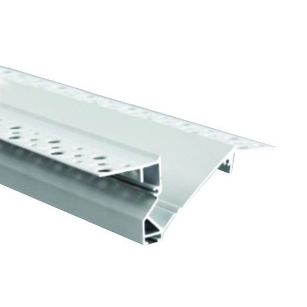 Προφίλ Αλουμινίου Λευκό Χωνευτό Γυψοσανίδας Πλάγιου Φωτισμού για LED Ταινίες με Οπάλ Κάλυμμα 2m ACA – P136U