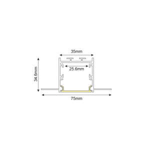 Προφίλ Αλουμινίου Γυψοσανίδας Χωνευτό για LED Ταινίες με Οπάλ Κάλυμμα 2m ACA  – P235U