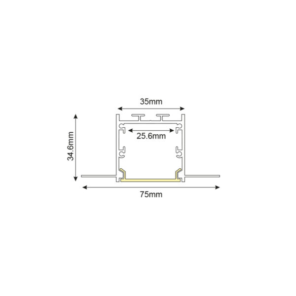 Προφίλ Αλουμινίου Γυψοσανίδας Χωνευτό για LED Ταινίες με Οπάλ Κάλυμμα 2m ACA  – P235U