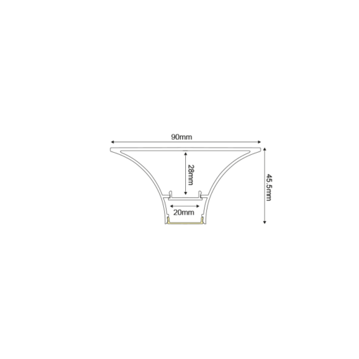 Προφίλ Αλουμινίου PROJE Επίτοιχο 90×45.5mm Για Ταινίες LED με Οπάλ Κάλυμμα ACA – P620