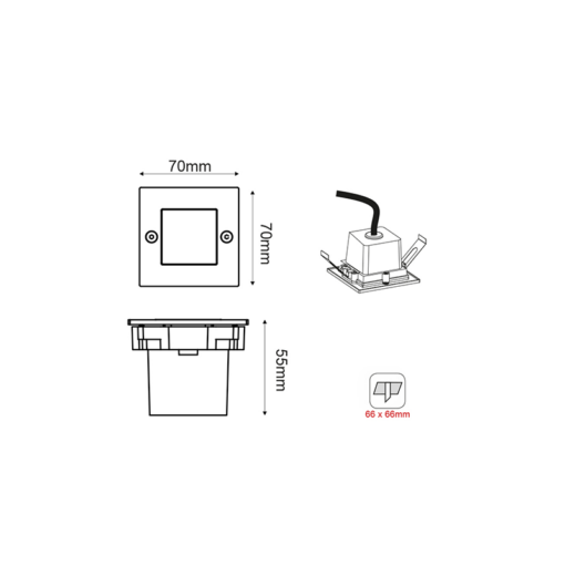 ΑΔΙΑΒΡΟΧΗ ΧΩΝΕΥΤΗ ΑΠΛΙΚΑ ΛΕΥΚΗ  70X70 W 2W 6000K 100Lm 230V IP54 RA80 ACA – PAS260WS