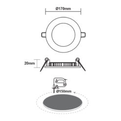 ΛΕΥΚΟ ΣΤΡΟΓΓΥΛΟ LED ΠΑΝΕΛ ΧΩΝΕΥΤΟ 12W 3000K 1040Lm Φ170mm ACA – PENU1230RW