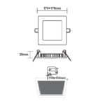 ΛΕΥΚΟ ΤΕΤΡΑΓΩΝΟ LED ΠΑΝΕΛ ΧΩΝΕΥΤΟ 12W 4000K 1100Lm 170x170mm 230V Ra80 ACA – PENU1240SW
