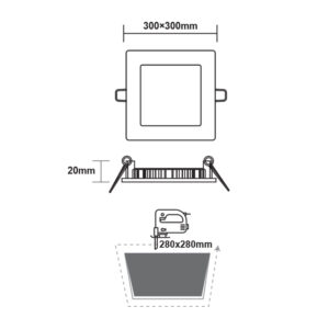 ΛΕΥΚΟ ΤΕΤΡΑΓΩΝΟ LED ΠΑΝΕΛ ΧΩΝΕΥΤΟ 23W 4000K 2120Lm 300x300mm ACA – PENU2340SW