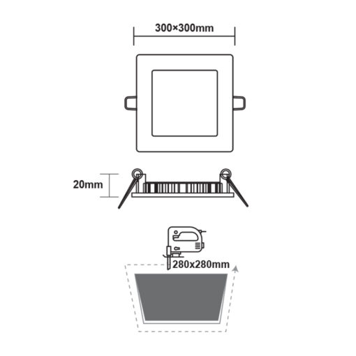 ΛΕΥΚΟ ΤΕΤΡΑΓΩΝΟ LED ΠΑΝΕΛ ΧΩΝΕΥΤΟ 23W 4000K 2120Lm 300x300mm ACA – PENU2340SW