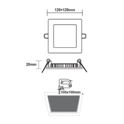 ΛΕΥΚΟ ΤΕΤΡΑΓΩΝΟ LED ΠΑΝΕΛ ΧΩΝΕΥΤΟ 12W 4000K 1100Lm 170x170mm 230V Ra80 ACA – PENU1240SW