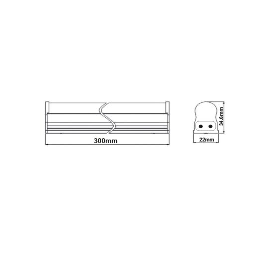 LED Φωτιστικό Πάγκου/Κουζίνας με Διακόπτη T5 30cm 5W ACA Λευκό 180° 370lm IP44 Θερμό 3000K – PHILO5WW