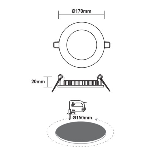 LED Πάνελ Στρογγυλό 12W ACA Φ170 Φυσικό Λευκό 4000Κ – PLATO1240RW