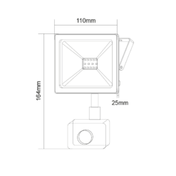 LED Προβολέας με Ανιχνευτή Κίνησης 10W ACA Μαύρος 110° 800lm Αδιάβροχος IP66 3000K – Q1030S