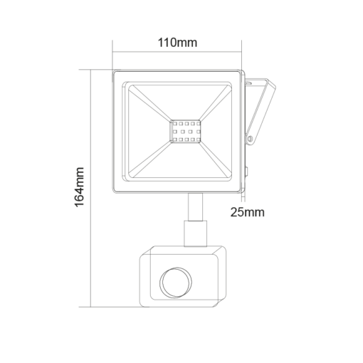 LED Προβολέας με Ανιχνευτή Κίνησης 10W ACA Μαύρος 110° 800lm Αδιάβροχος IP66 3000K – Q1030S
