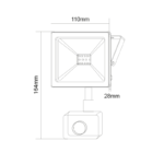 LED Προβολέας με Ανιχνευτή Κίνησης 20W ACA Μαύρος 110° 1600lm Αδιάβροχος IP66 3000K – Q2030S