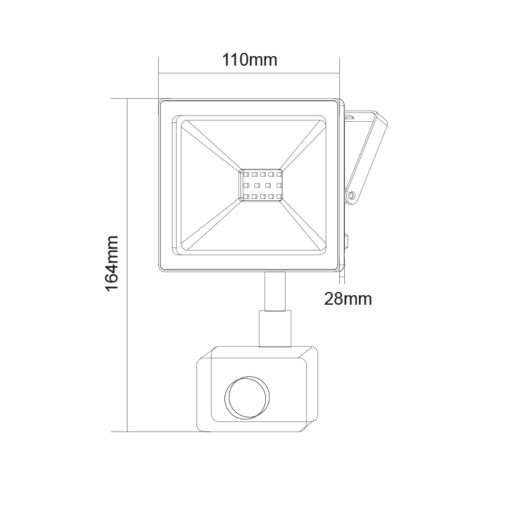 LED Προβολέας με Ανιχνευτή Κίνησης 20W ACA Μαύρος 110° 1600lm Αδιάβροχος IP66 3000K – Q2030S