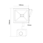 LED Προβολέας με Ανιχνευτή Κίνησης 30W ACA Μαύρος 110° 2400lm Αδιάβροχος IP66 3000K – Q3030S