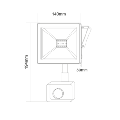 LED Προβολέας με Ανιχνευτή Κίνησης 30W ACA Μαύρος 110° 2400lm Αδιάβροχος IP66 3000K – Q3030S