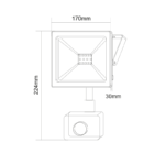 LED Προβολέας με Ανιχνευτή Κίνησης 50W ACA Μαύρος 110° 4000lm Αδιάβροχος IP66 3000K – Q5030S