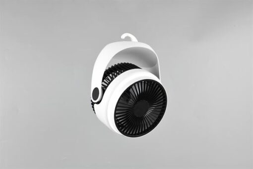 Επαναφορτιζόμενος Επιτραπέζιος/Κρεμαστός Ανεμιστήρας Λευκό-Μαύρο TEMPEST Φωτιζόμενος με USB Reality – R045-01