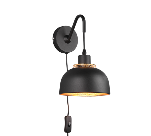 Φωτιστικό Τοίχου Reality PUNCH  1x E27 Μαύρο Ματ Μεταλλικό   – R20811732