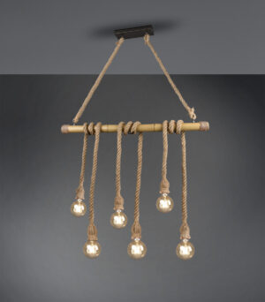 Κρεμαστό Φωτιστικό Reality   6xE27 Καφέ Bamboo    R30130626